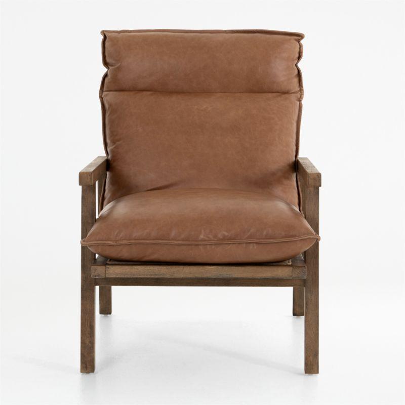 Orion Contemporary 27'' Brown Leather Accent Chair with Ladder-Back