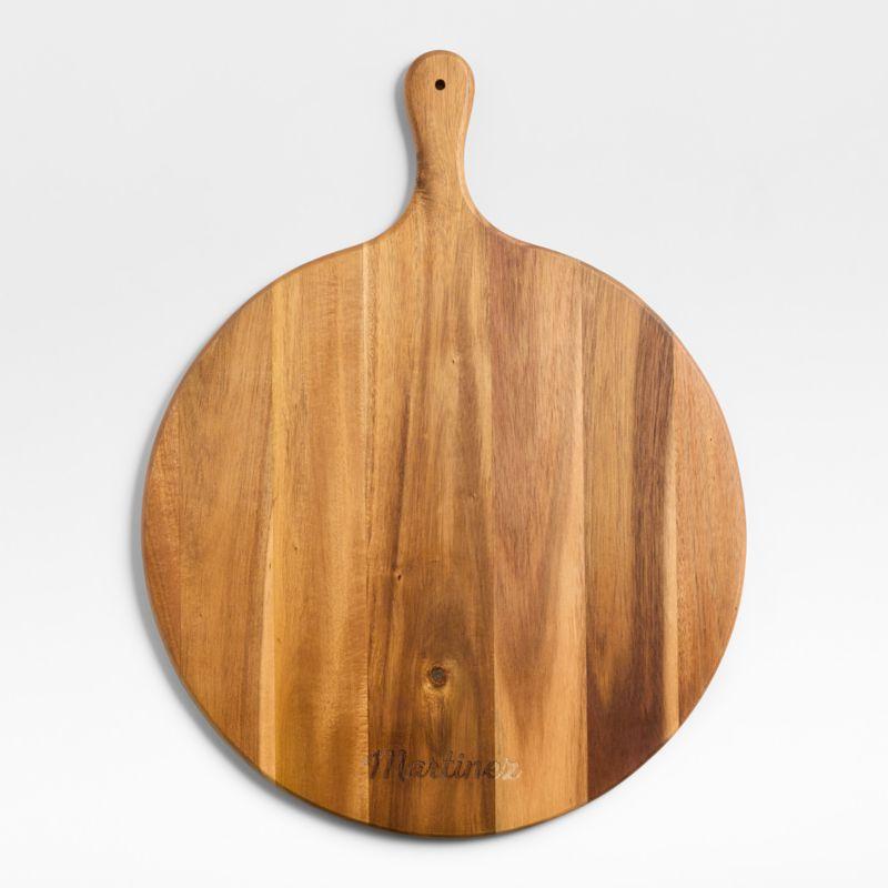 Acacia Wood Round Serving Board with Handle