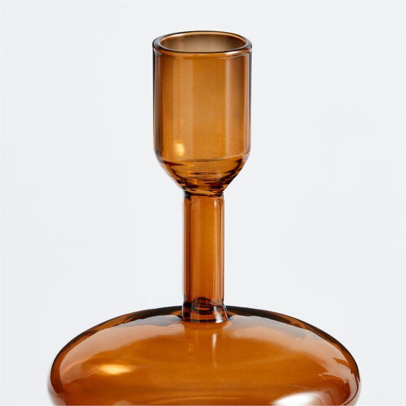 Venezia Small Amber Brown Glass Taper Candle Holder