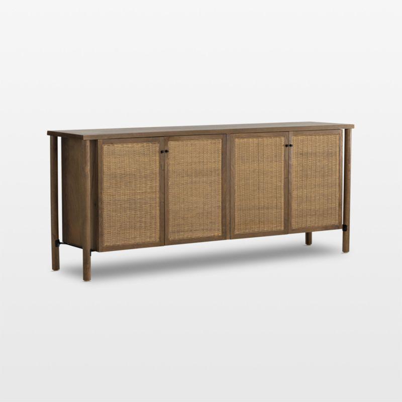 Veta 74" Taupe Cane and Wood Credenza