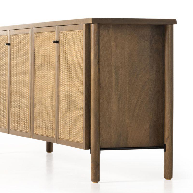 Veta 74" Taupe Cane and Wood Credenza