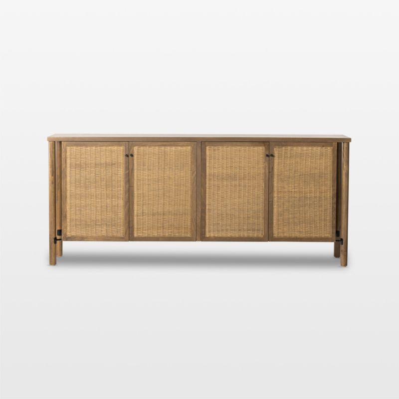 Veta 74'' Taupe Cane and Mango Wood Sideboard