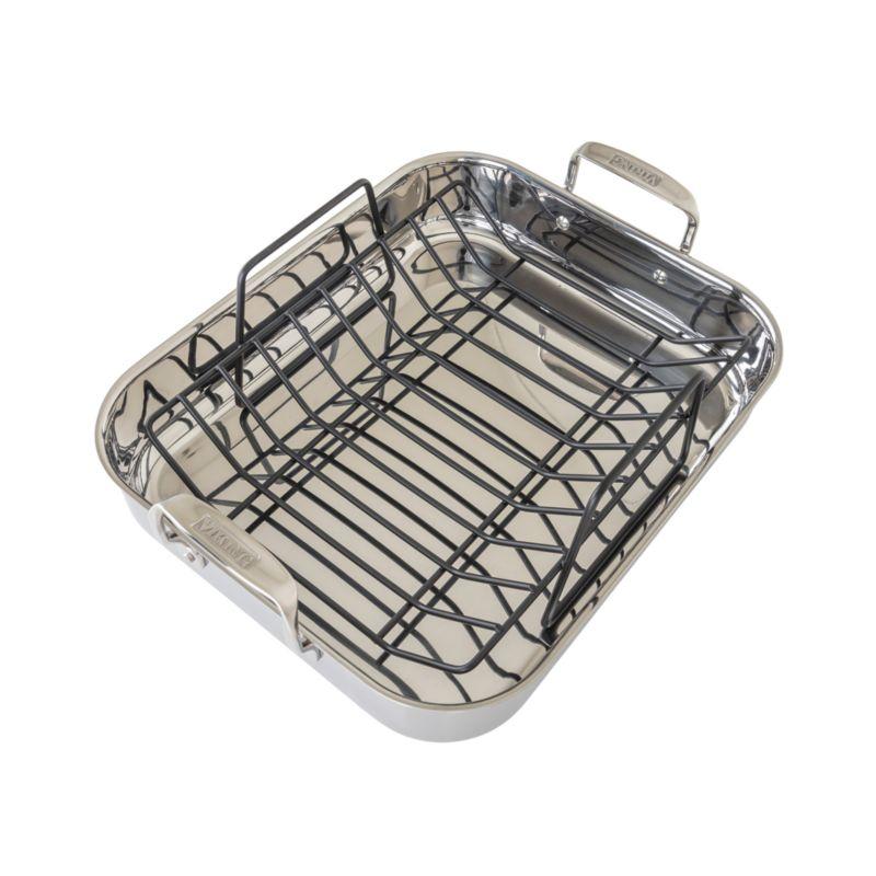 Viking ® 3-Ply Stainless Steel Roasting Pan with Rack and Thermometer Set