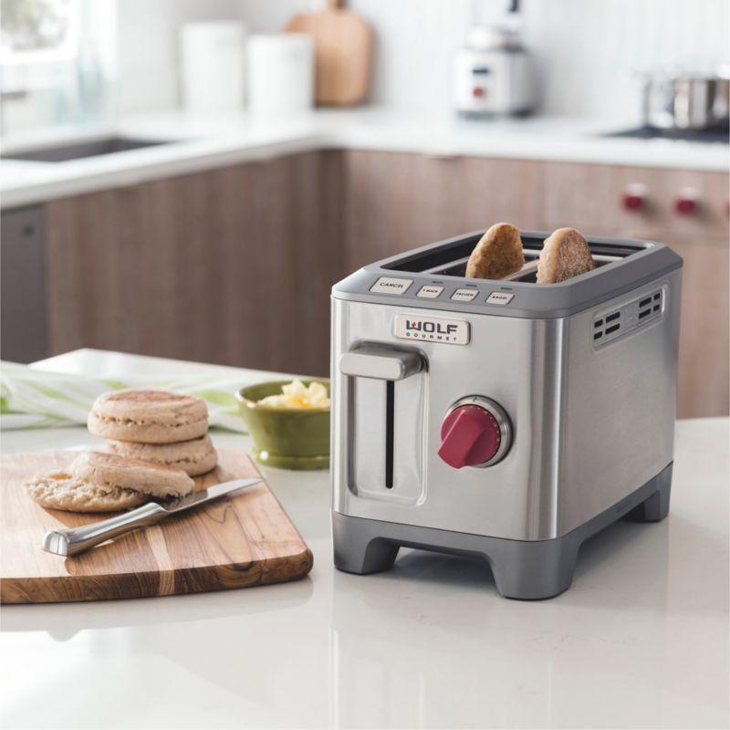 Wolf Gourmet 2-Slice Toaster with 1-Slice Toasting and Red Knob