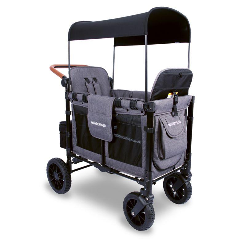 Wonderfold W2 Luxe Charcoal Gray Double Kids Stroller Wagon
