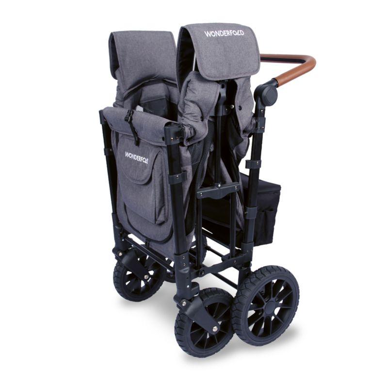 Wonderfold W2 Luxe Charcoal Gray Double Kids Stroller Wagon