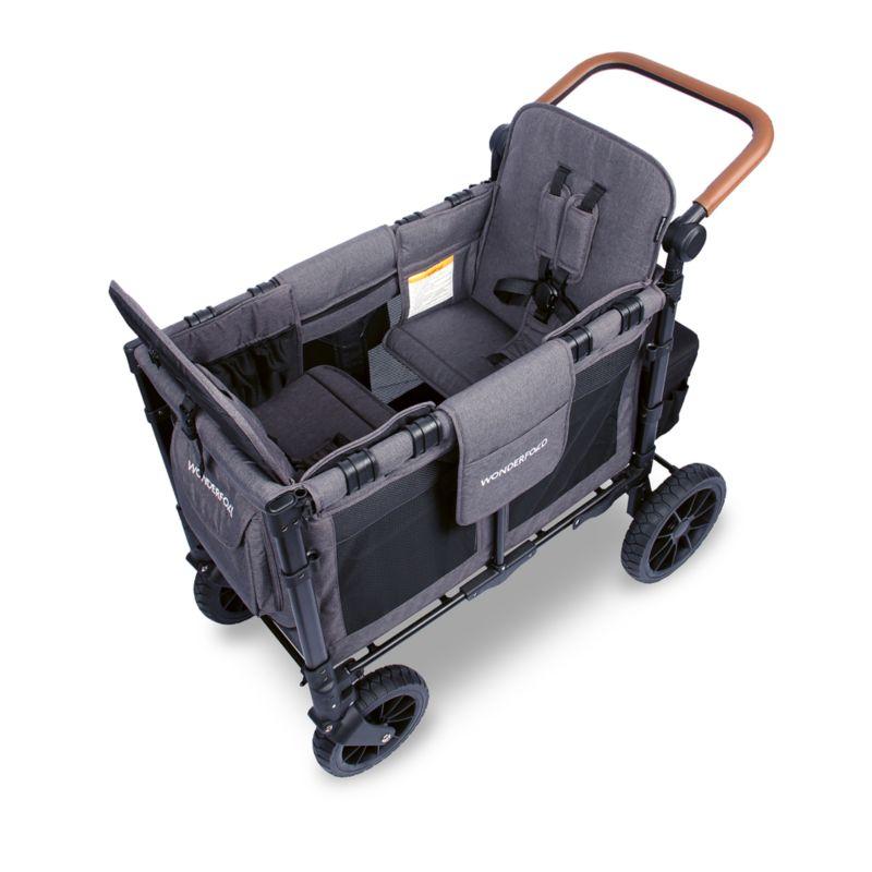 Wonderfold W2 Luxe Charcoal Gray Double Kids Stroller Wagon