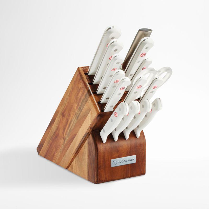 White 16-Piece Stainless Steel Knife Block Set