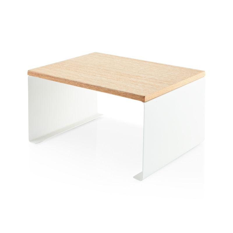 Yamazaki Tosca Large White Wood-Top Stackable Kitchen Rack