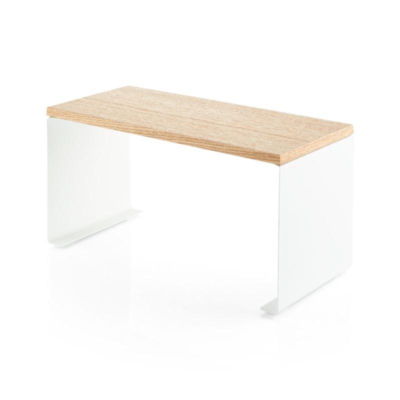 Yamazaki Tosca Small White Wood-Top Stackable Kitchen Rack