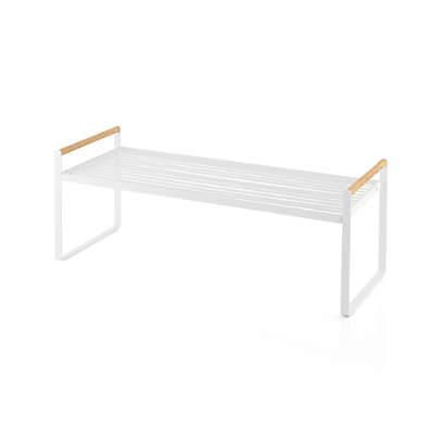 Tosca White Steel and Ash Wood Countertop Organizer Rack