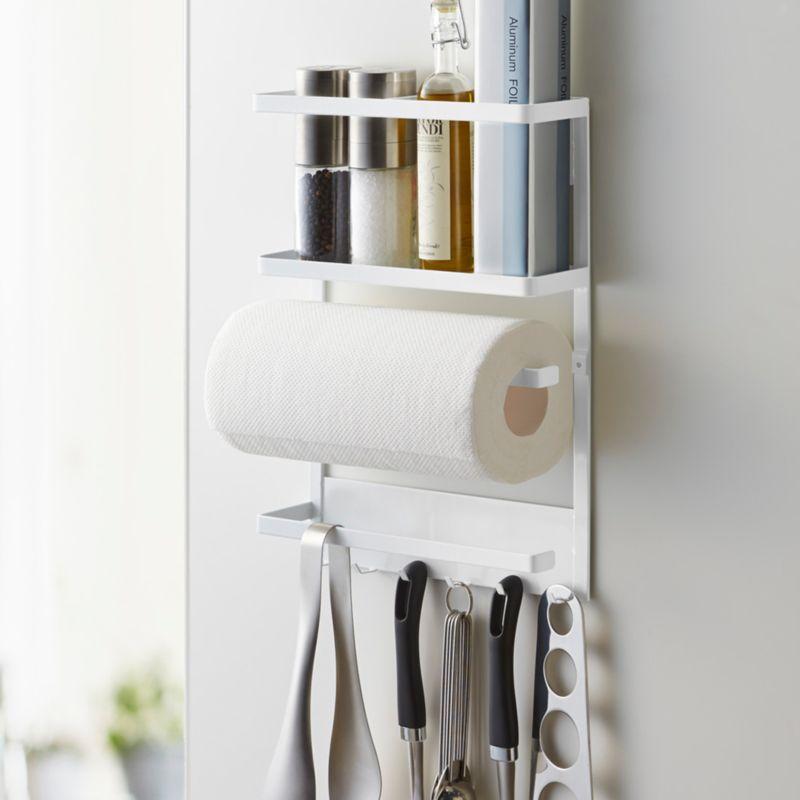 Yamazaki White Magnetic Kitchen Organization Rack