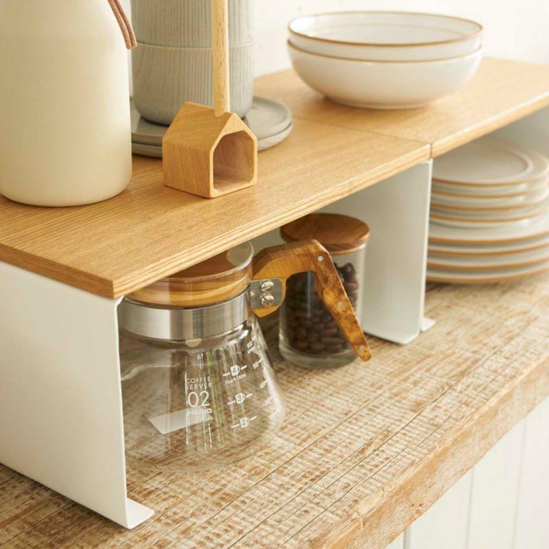 Yamazaki Tosca Large White Wood-Top Stackable Kitchen Rack