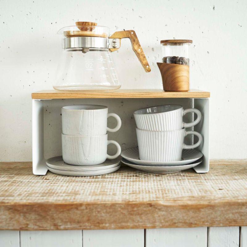 Yamazaki Tosca Small White Wood-Top Stackable Kitchen Rack