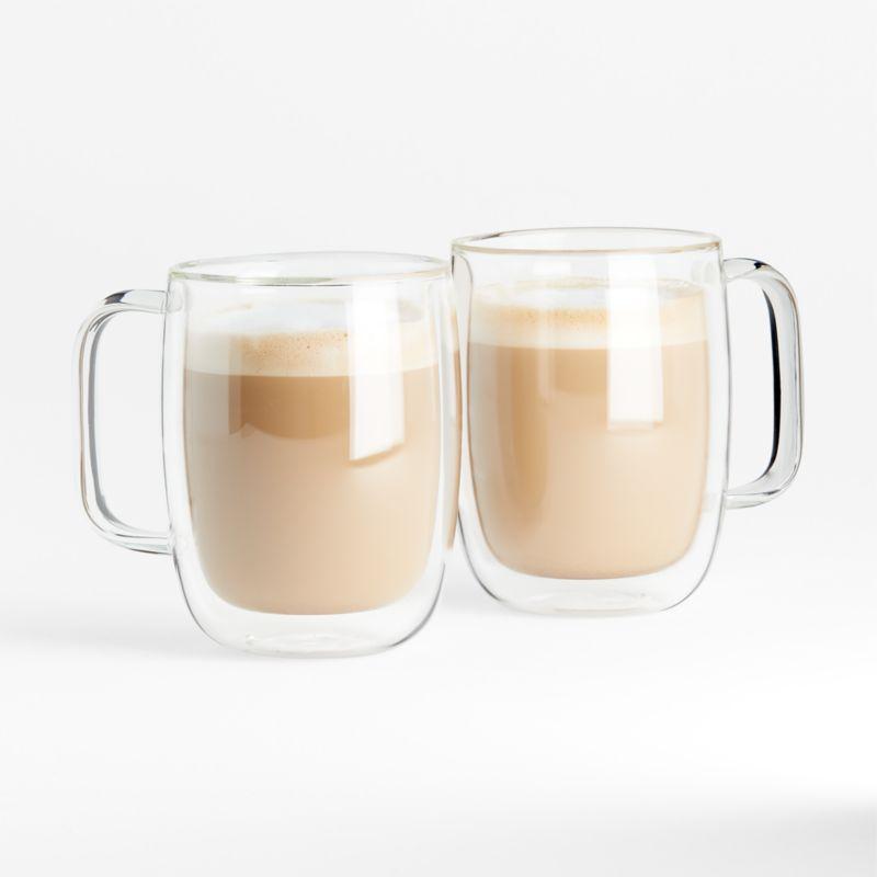 15 oz Clear Double-Wall Glass Latte Mug Set