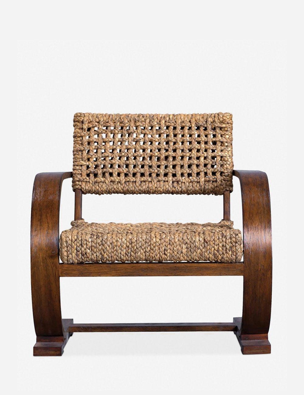 Rehema Natural Woven Banana Fiber and Solid Wood Accent Chair