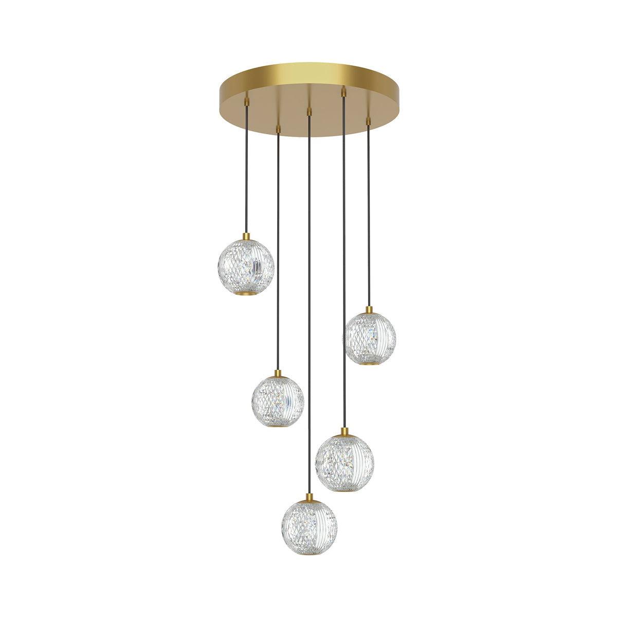 Marni Natural Brass and Polished Nickel LED Pendant Light with Glass Spheres