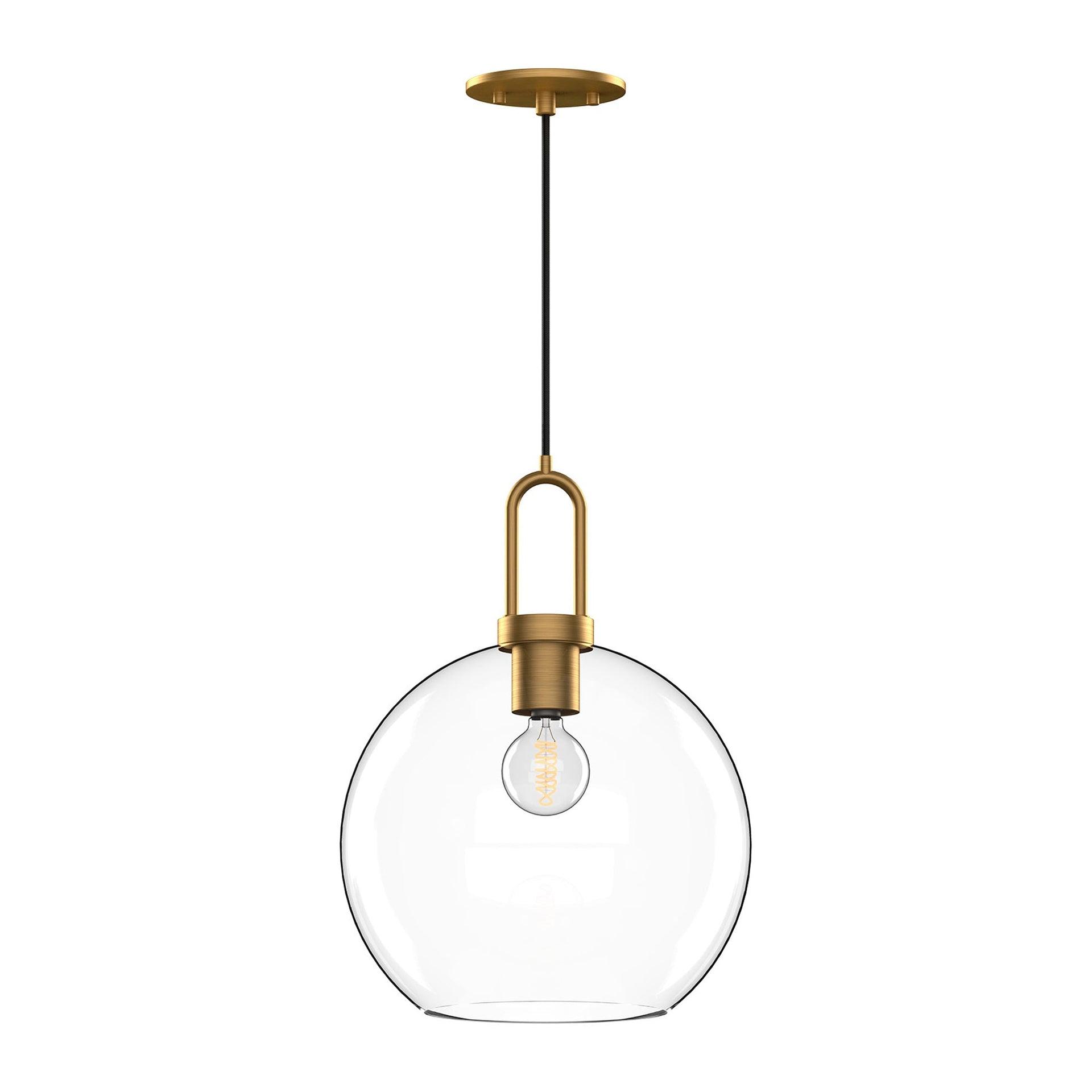 Soji Mini Globe Pendant Light in Aged Gold with Brushed Nickel