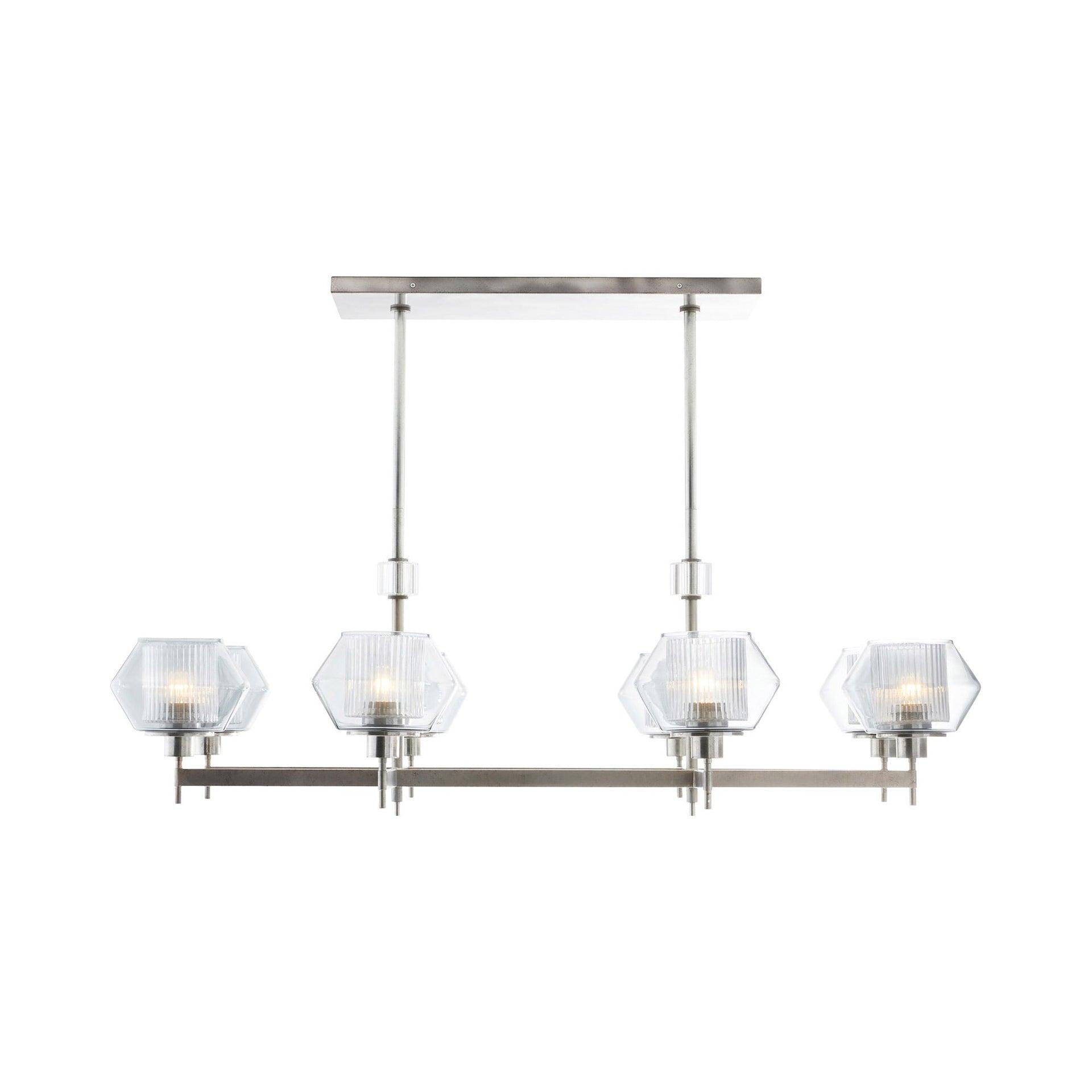 Holm 50-Inch Pewter and Glass Linear Chandelier