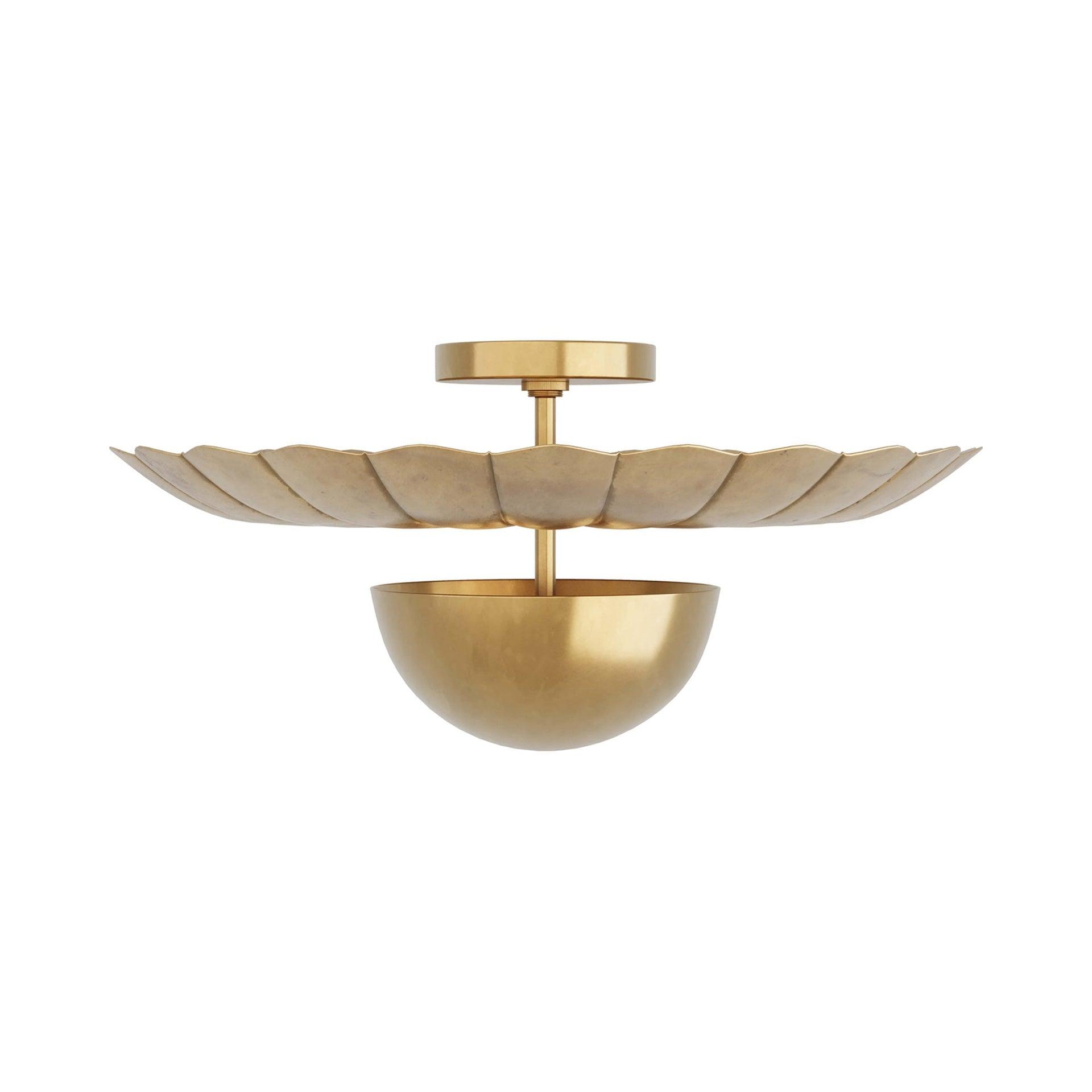 Antique Brass Lily Pad Semi-Flush Mount Ceiling Light