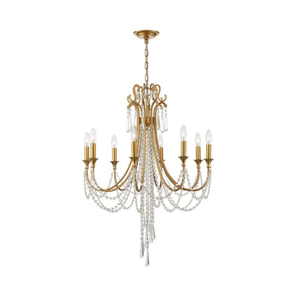 Crystorama Arcadia 8 Light Antique Gold Chandelier - 26'' W x 36.37'' H - 26'' W x 36.37'' H