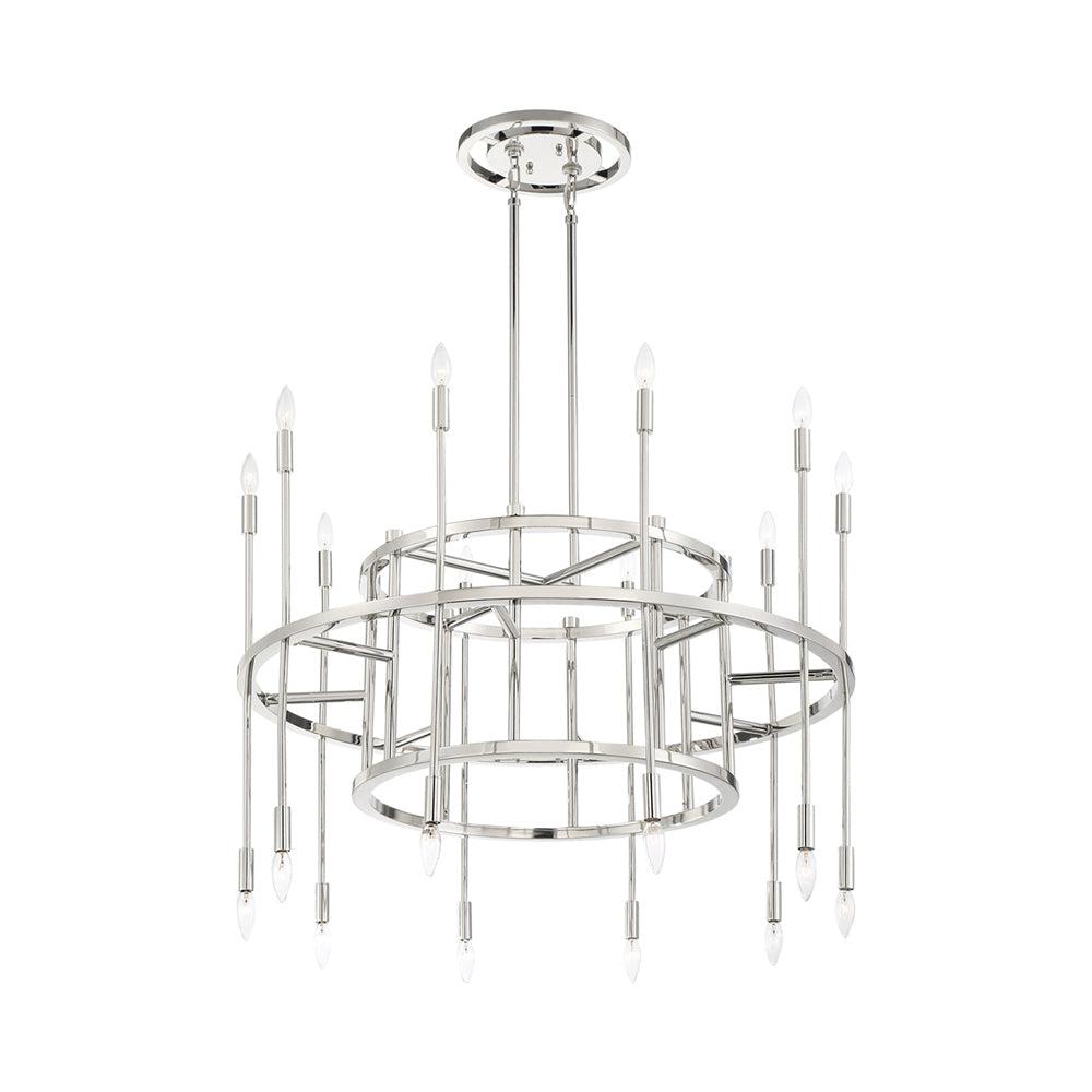 Aries 20-Light Polished Nickel and Crystal Chandelier