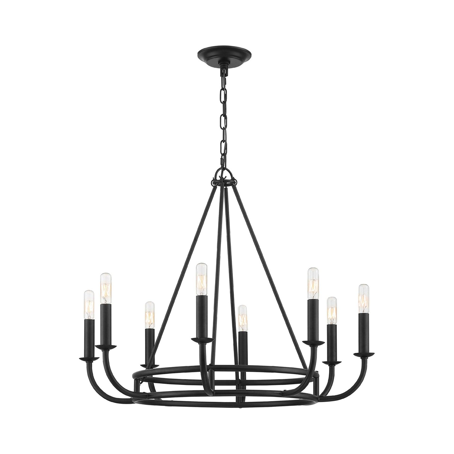8 Light Chandelier-Matte Black Finish Bailey Street Home 49-Bel-4173355