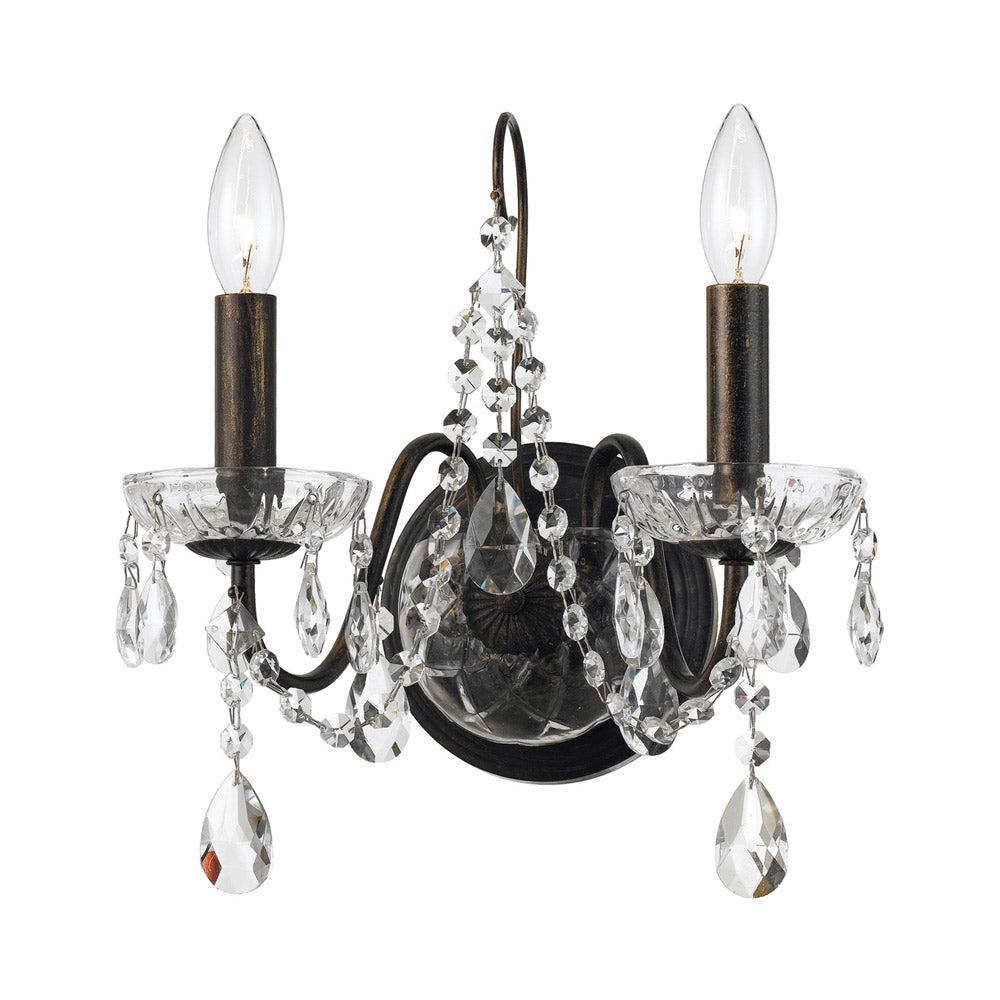 Butler 2 Light Spectra Crystal English Bronze Sconce