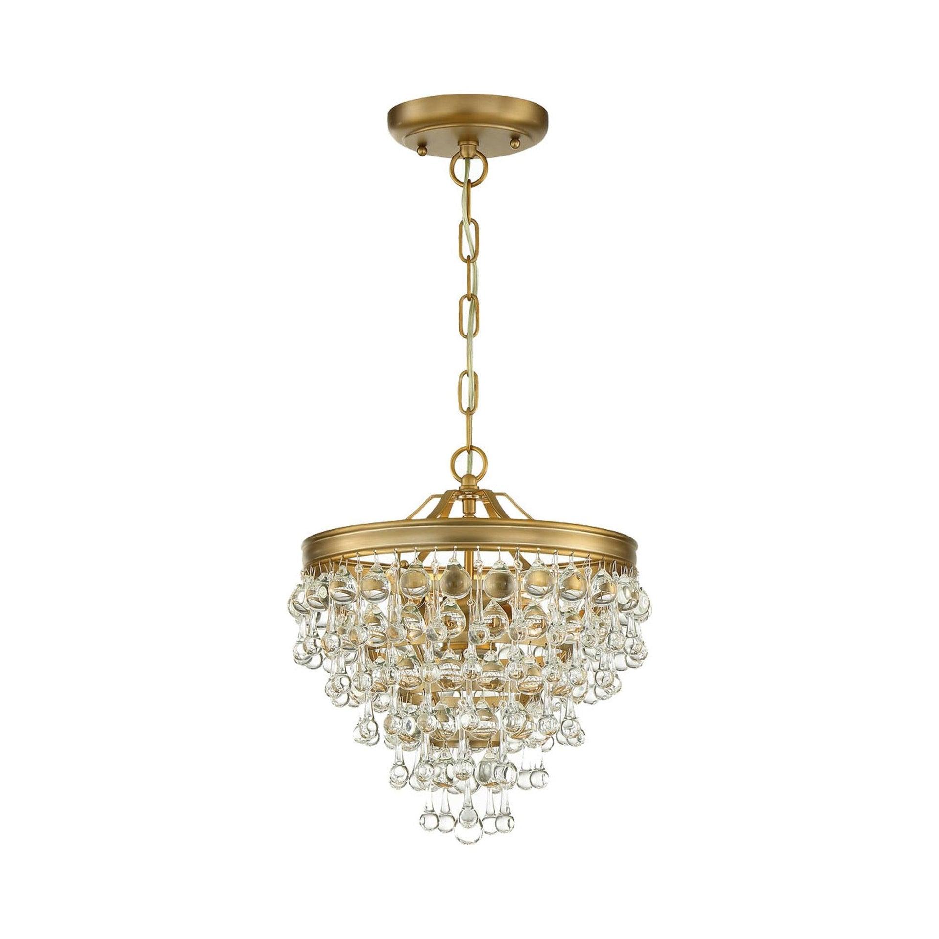Vibrant Gold Mini Chandelier with Crystal Accents