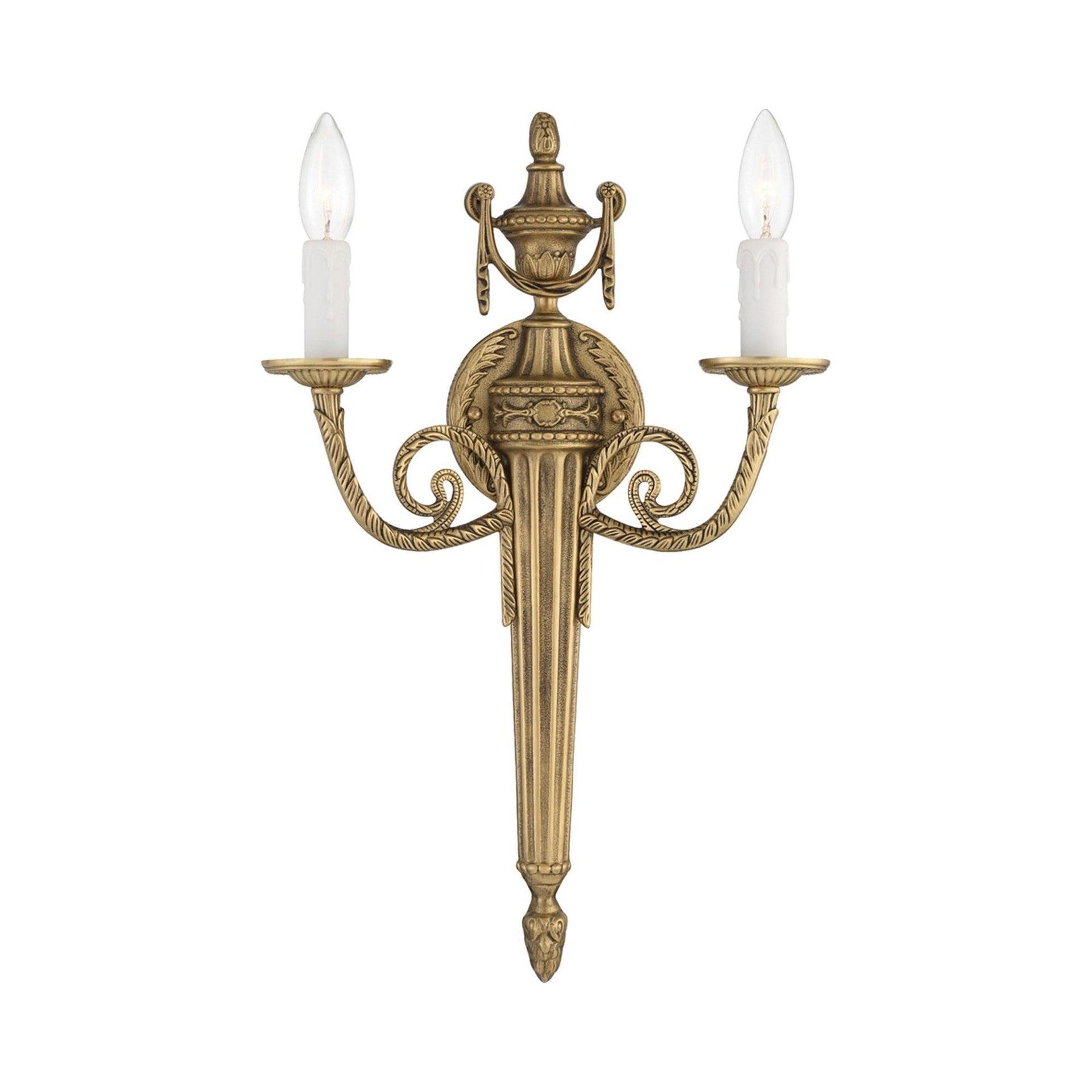 Crystorama Lighting Cast Brass Wall Mount 2 - Light Sconce in  Matte Brass