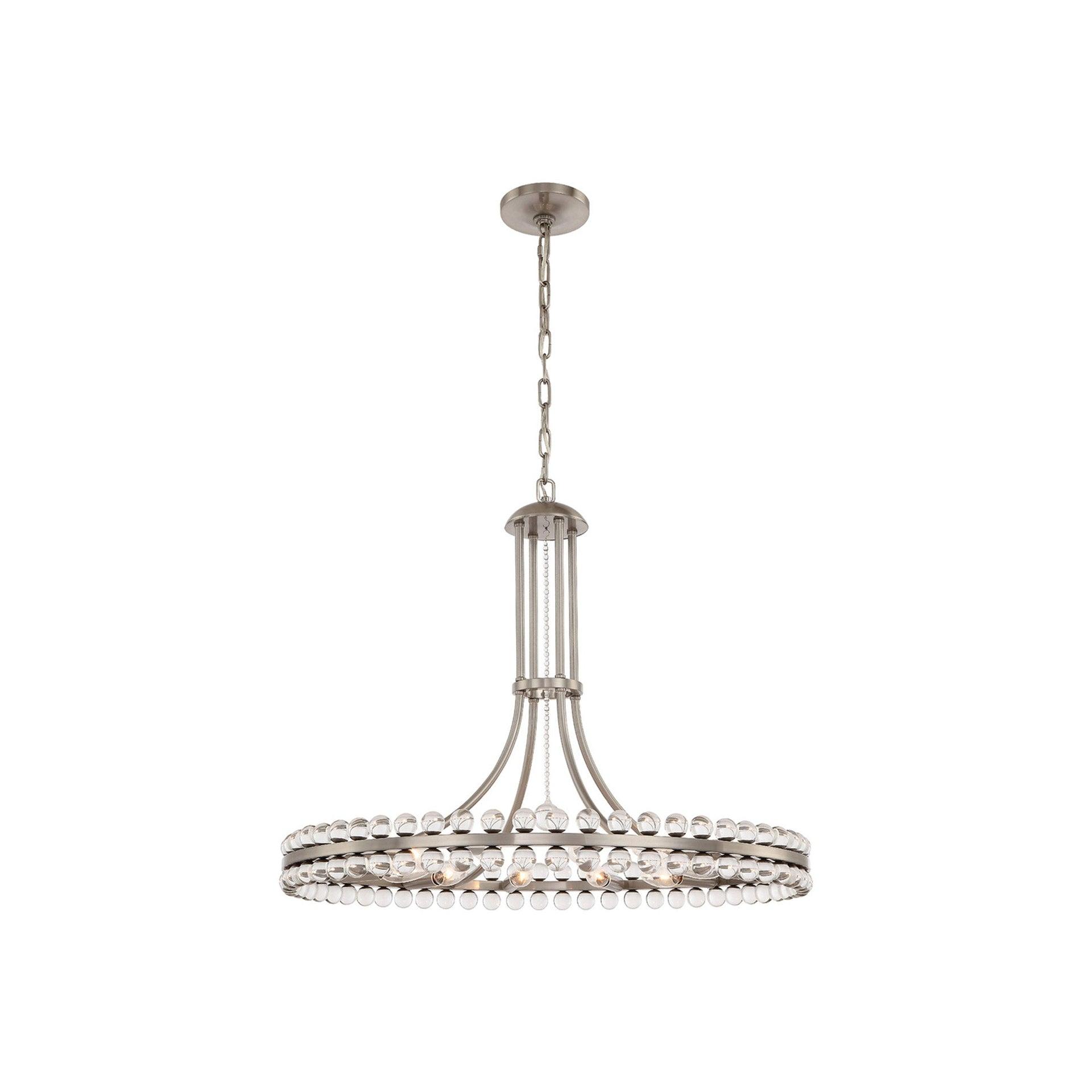 Brushed Nickel and Glass 12-Light Chandelier
