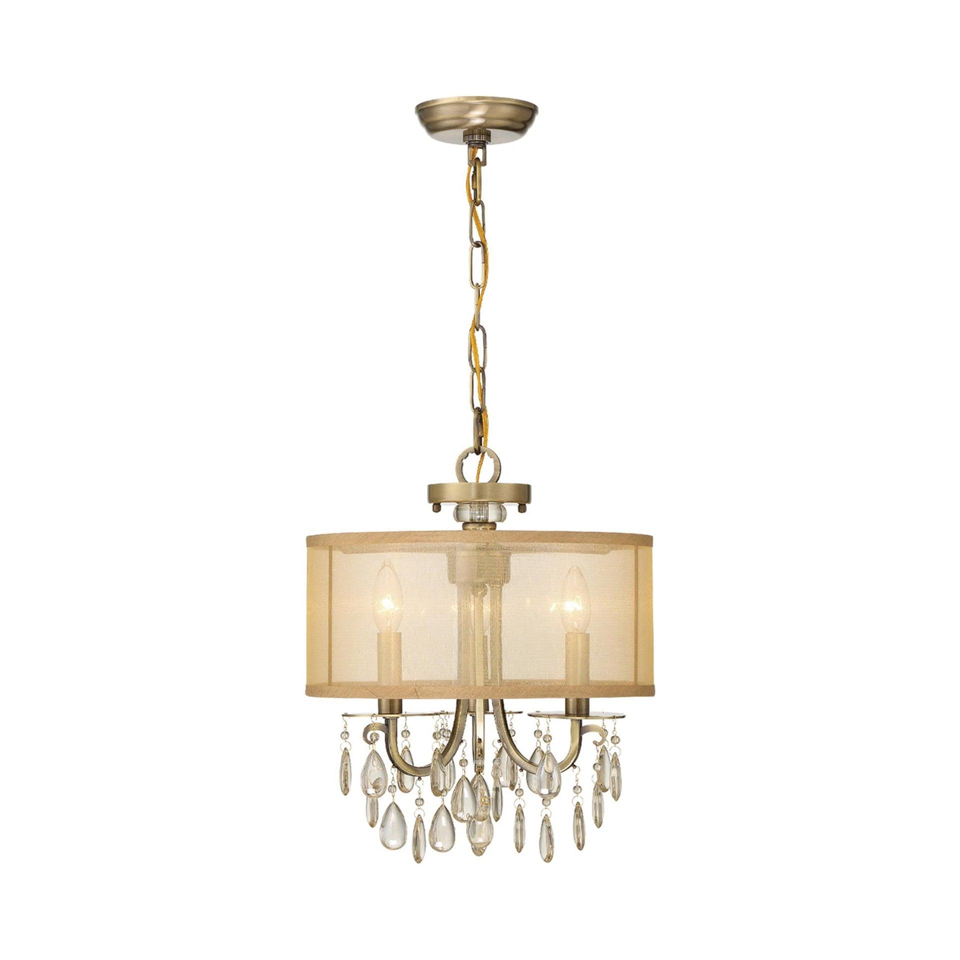 Crystorama Lighting Hampton 3 - Light Chandelier in  Antique Brass