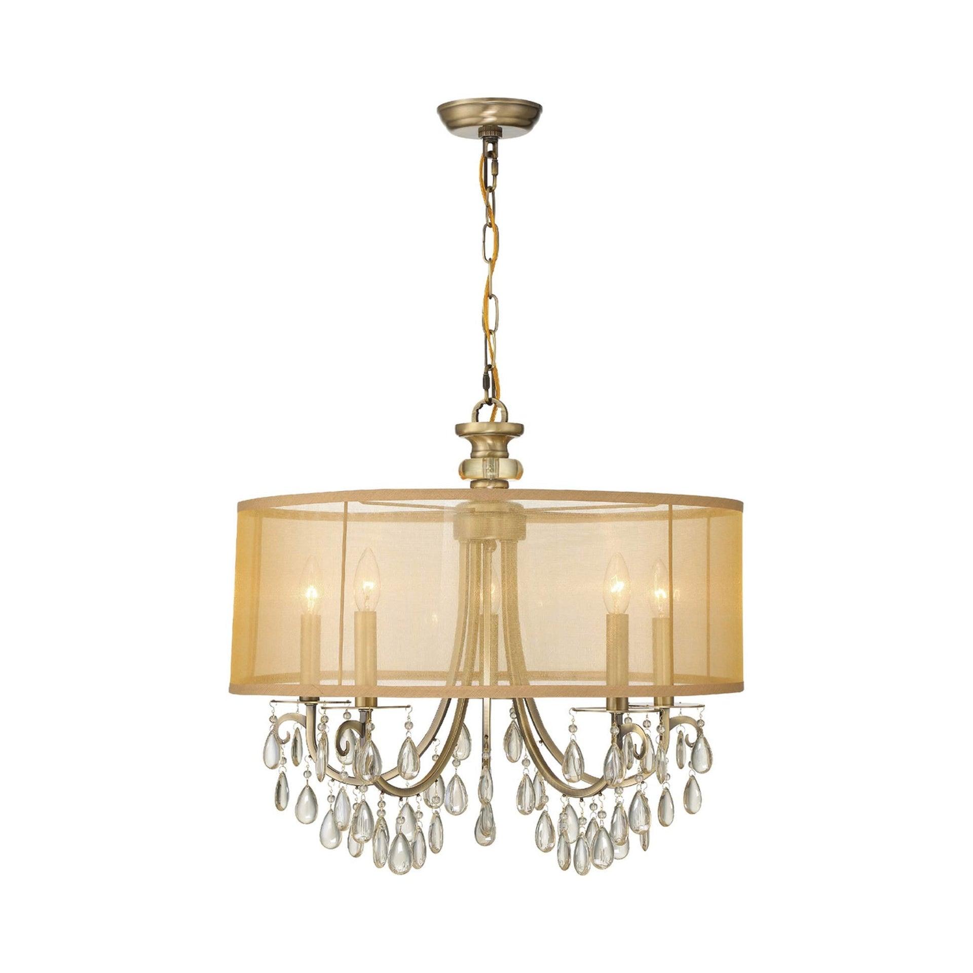 5625-AB-Crystorama Lighting-Hampton - Five Light Chandelier in Minimalist Style - 24 Inches Wide by 23 Inches High-Antique Brass Finish