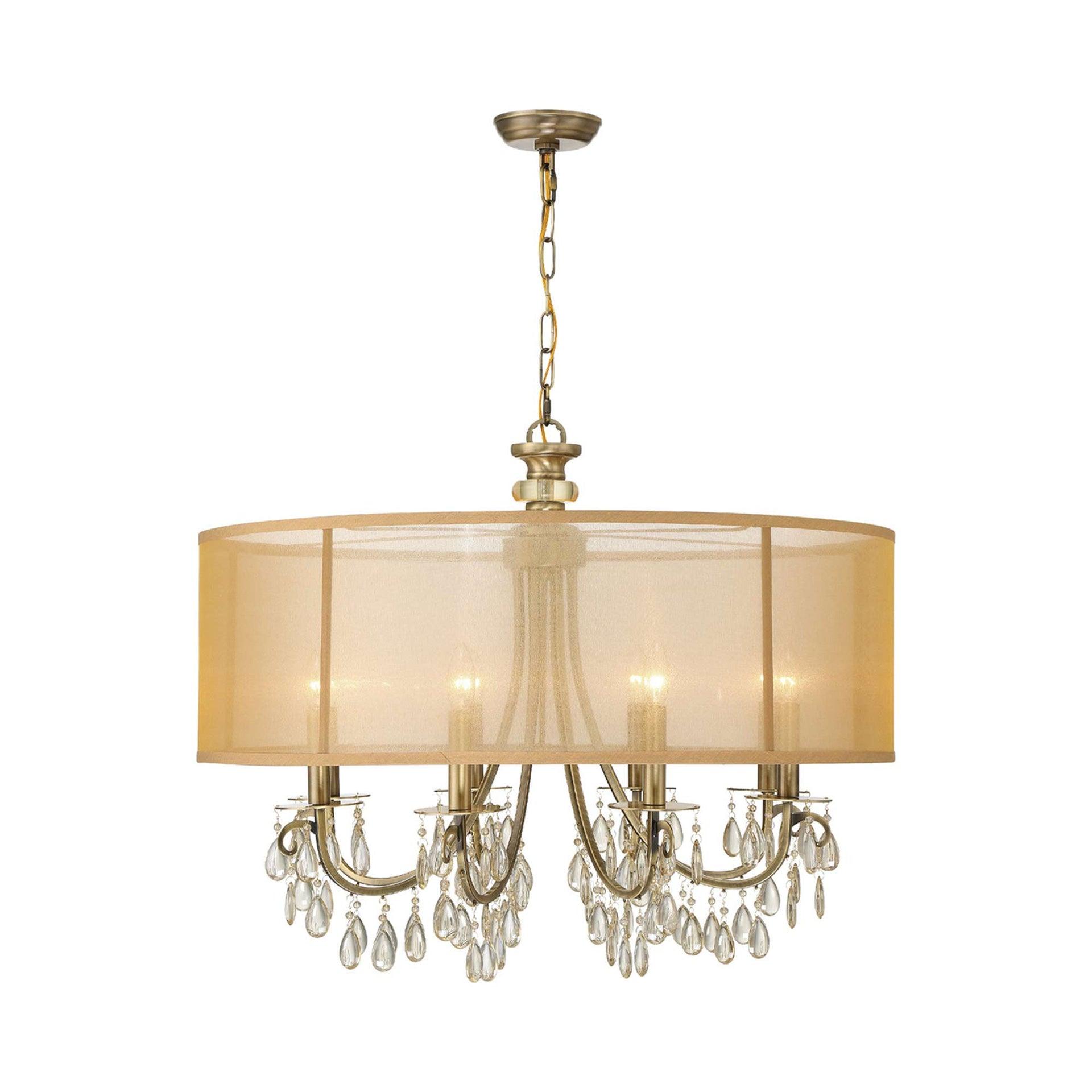 Eight Light Chandelier In Minimalist Style 32 Inches Wide By 26 Inches High-Antique Brass Finish    -Traditional Installation Crystorama Lighting