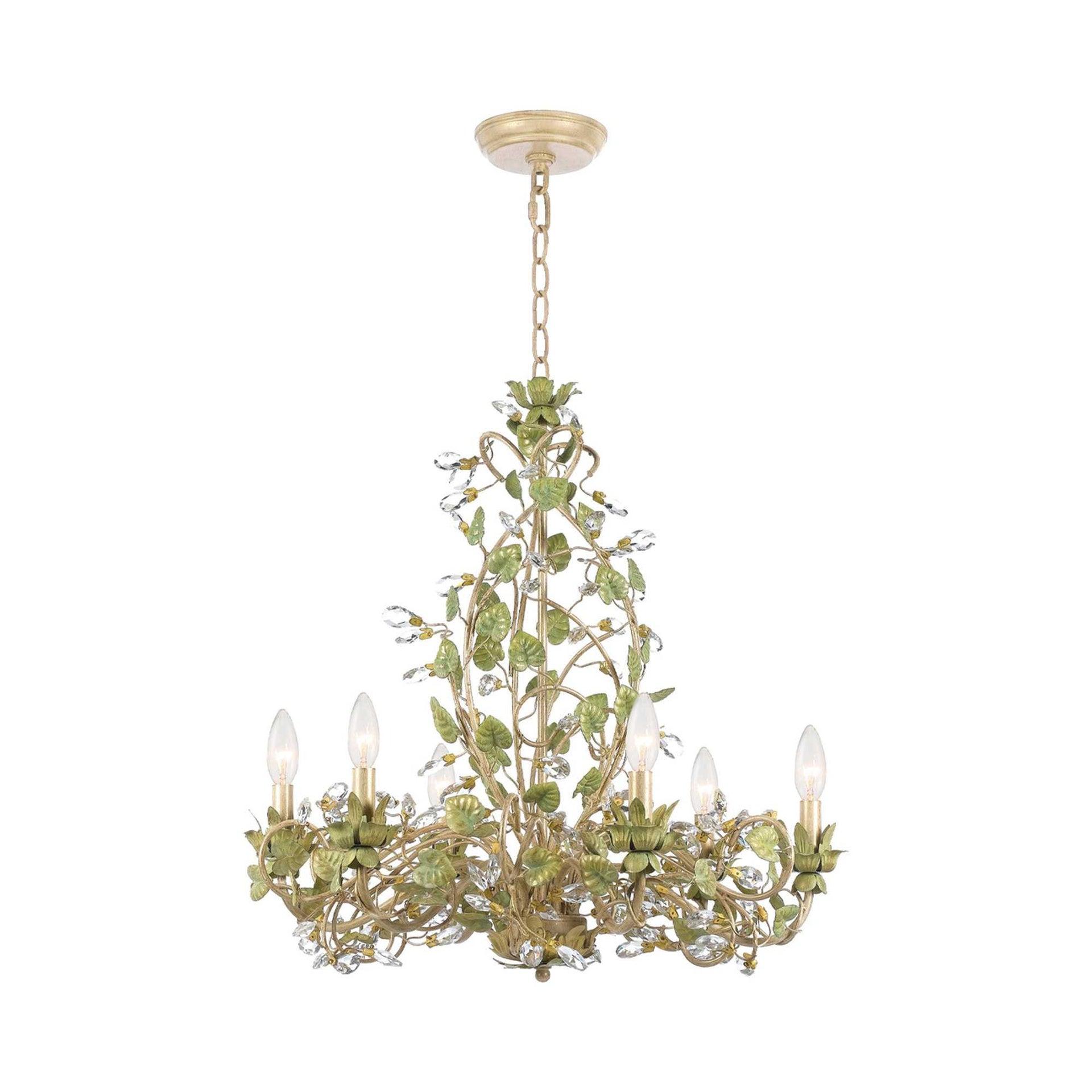 Josie 6-Light Champagne Green Tea Crystal Chandelier