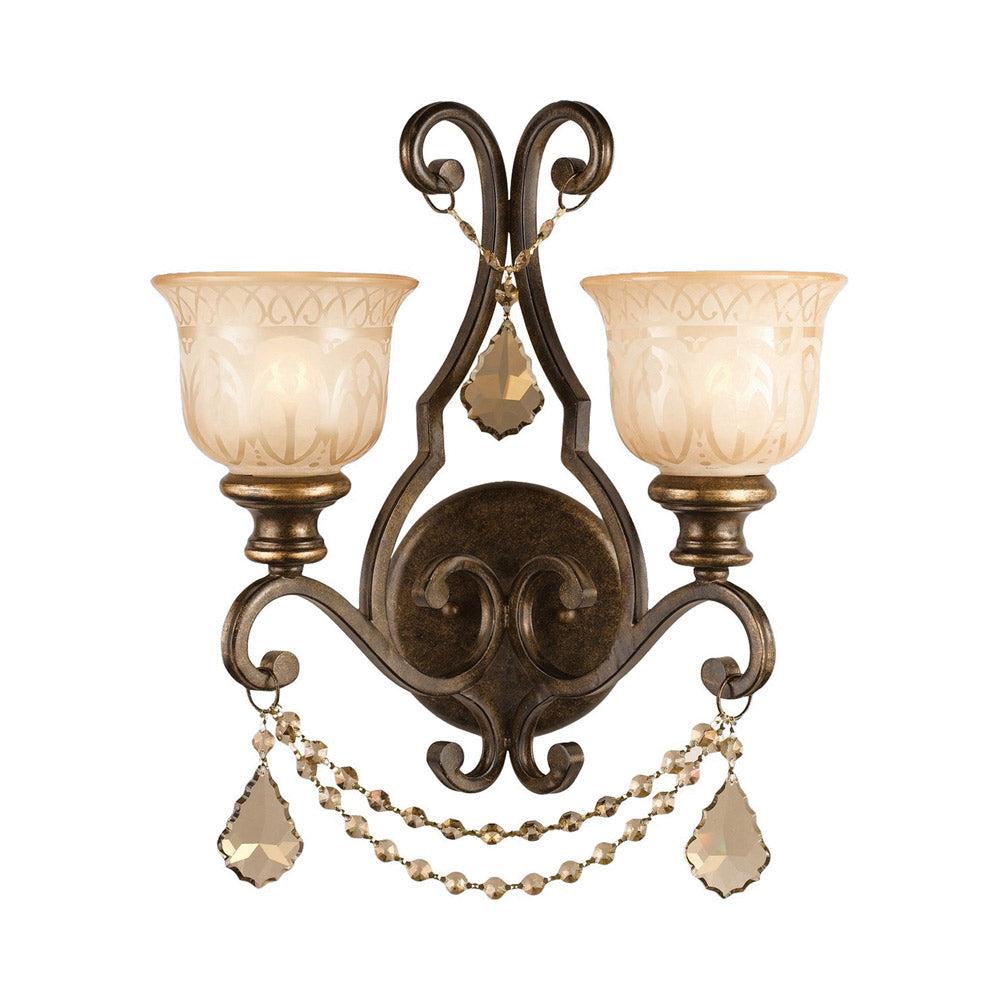 7502-BU-GT-MWP-Crystorama Lighting-Norwalk - Two Light Wall Sconce-Bronze Umber Finish-Hand Cut Crystal Type-Golden Teak Crystal Color