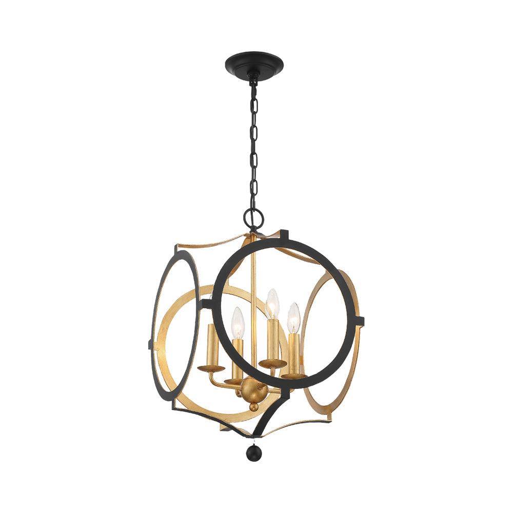 Crystorama Lighting Odelle 4 - Light Chandelier in  Matte Black/Antique Gold