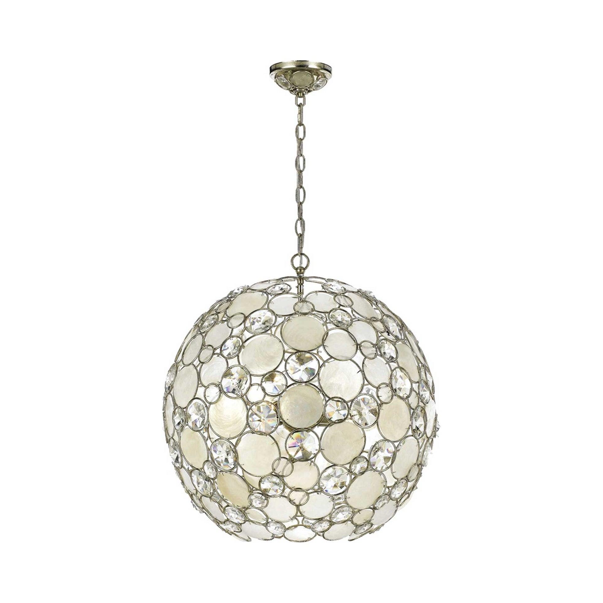 Crystorama Palla 6 Light Antique Silver Sphere Chandelier - 22'' W x 22'' H