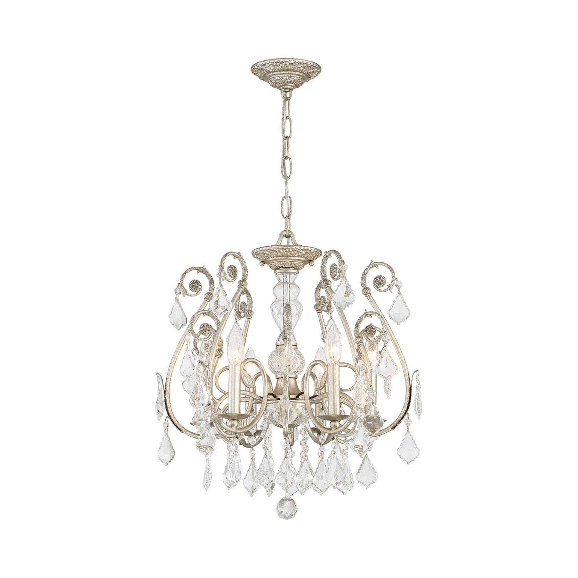 Regal Olde Silver 6-Light Crystal Semi-Flush Ceiling Fixture
