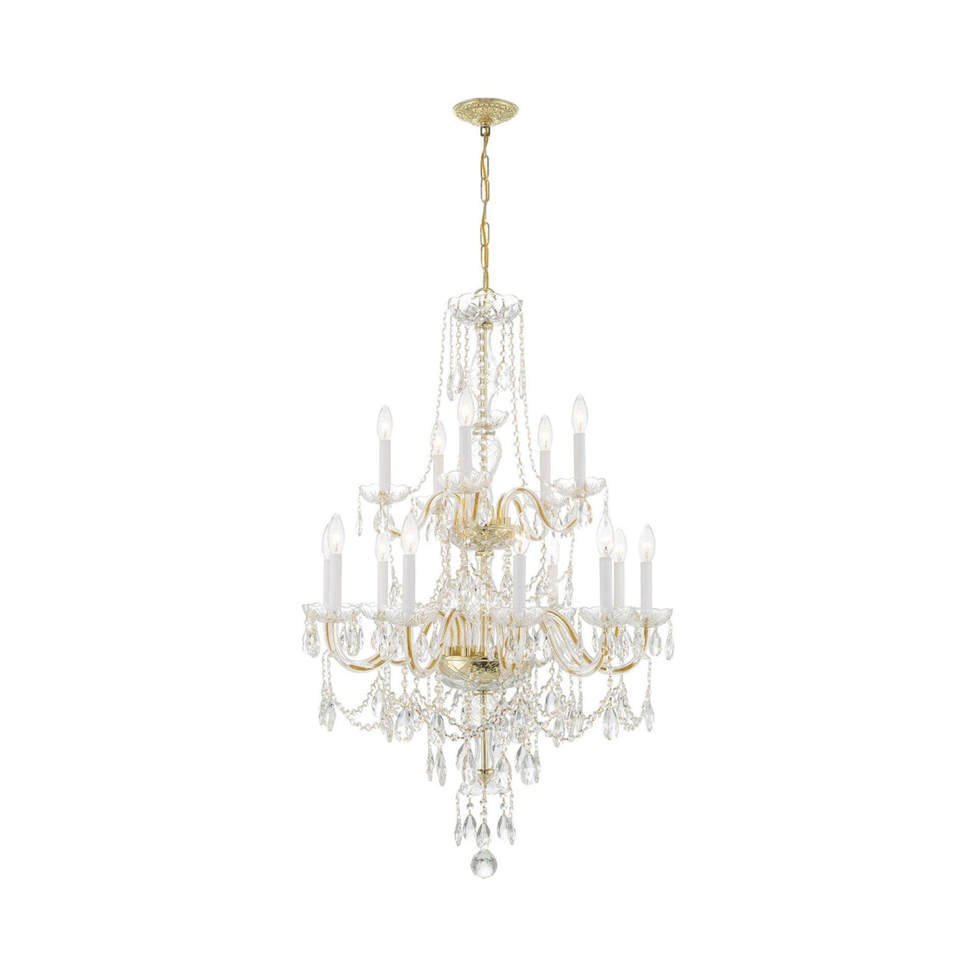 Crystorama Lighting Traditional Crystal 15 - Light Chandelier in  Polished Brass