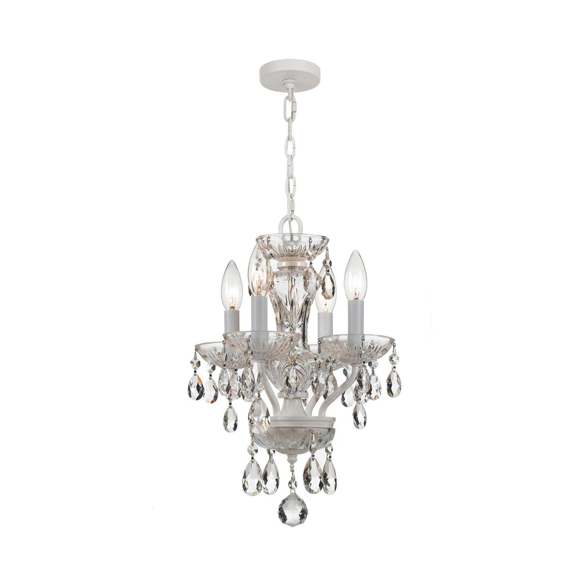 Crystorama Traditional Italian Crystal 4 Light White Mini Chandelier - 11'' W x 15'' H
