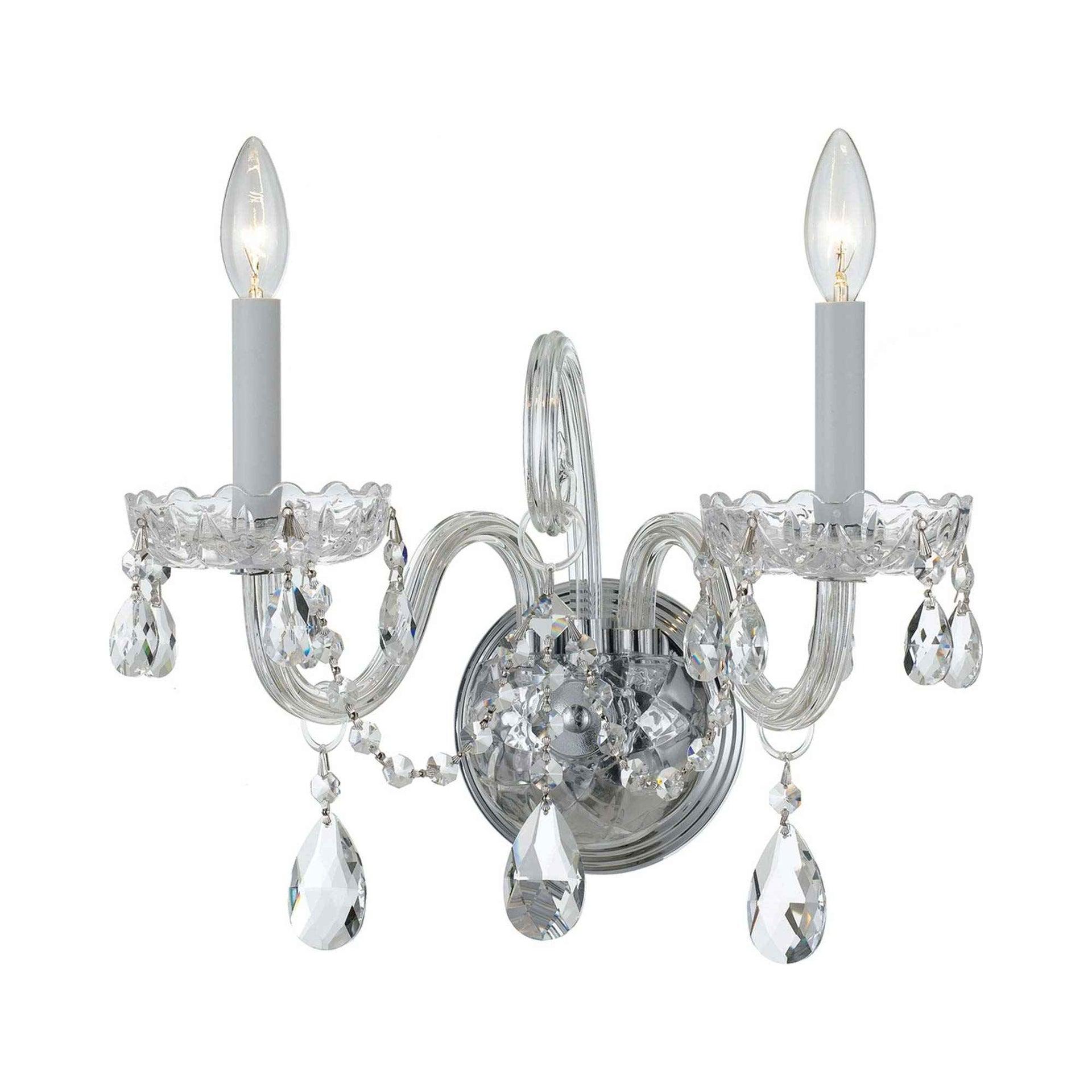 Crystorama Lighting Traditional Crystal 2 - Light Sconce in  Polished Chrome
