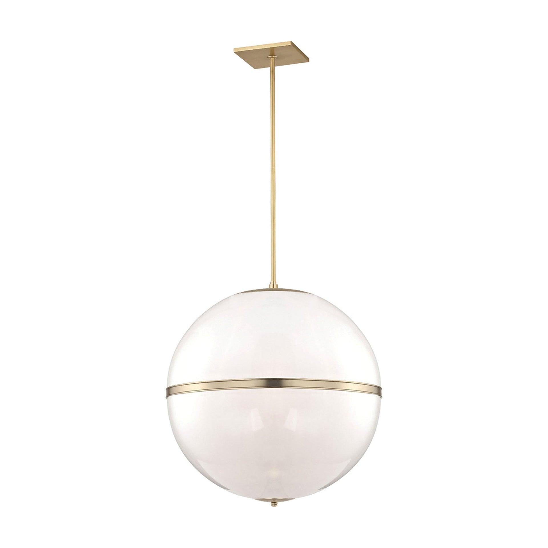 Aurora Aged Brass 4-Light Chandelier with Crystal Glass Shade