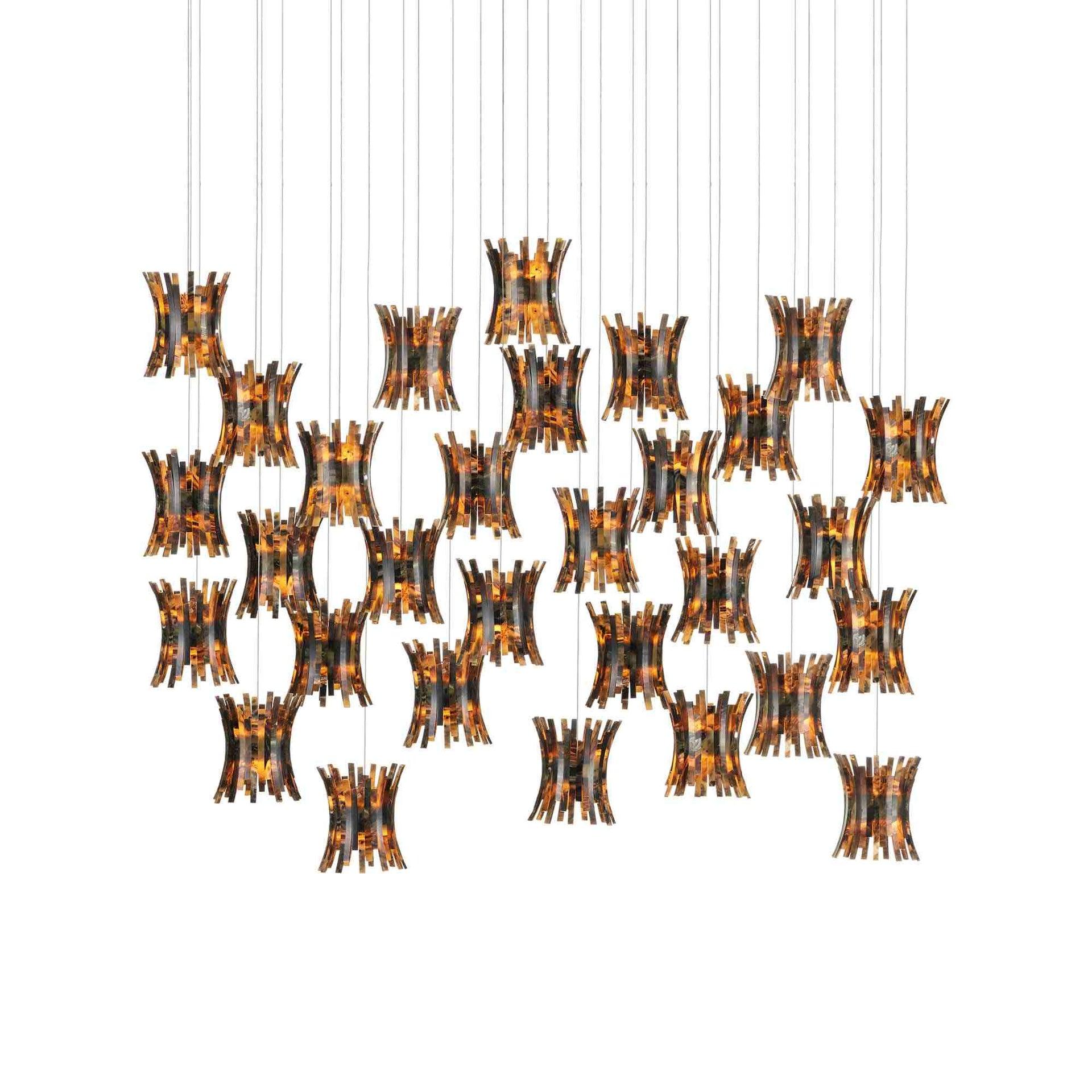 Alsop Elegance 30-Light Multi-Drop Pendant in Brown, Black, and Silver