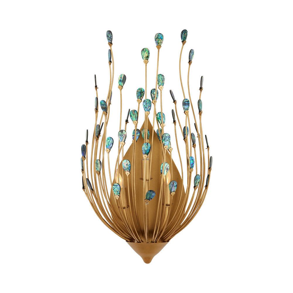 Elegant Gold and Turquoise 3-Light Dimmable Sconce