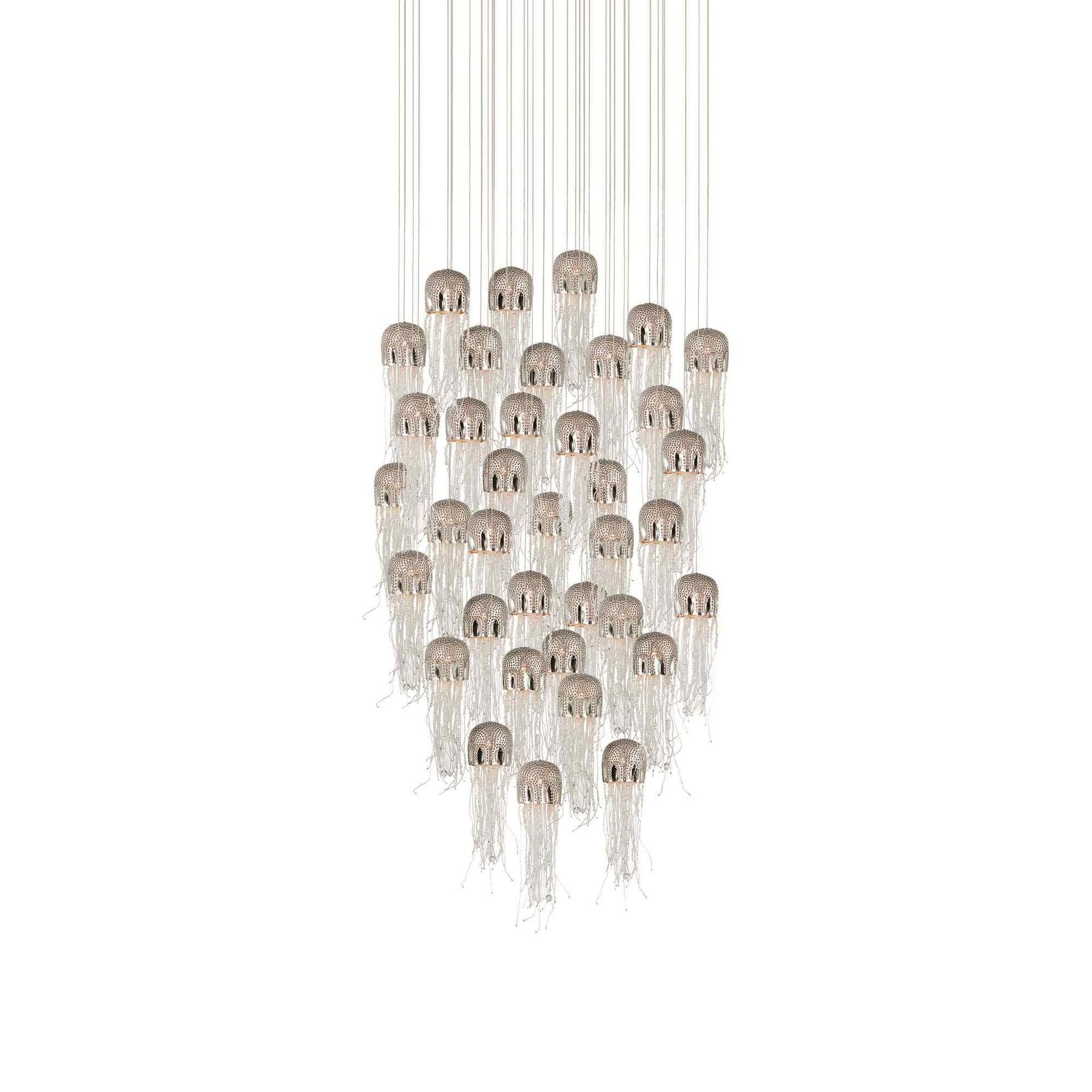 Medusa 36-Light Nickel Glass LED Pendant Chandelier