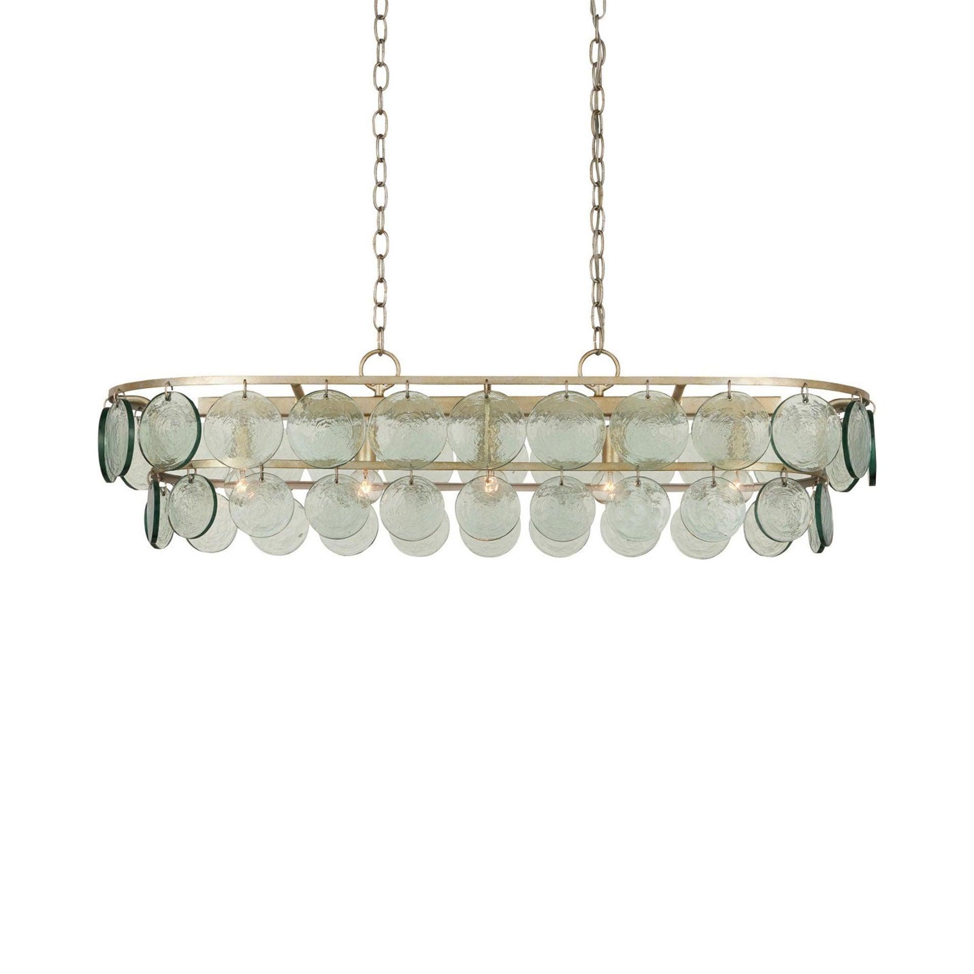 Silver Leaf 5-Light Chandelier with Recycled Glass Discs