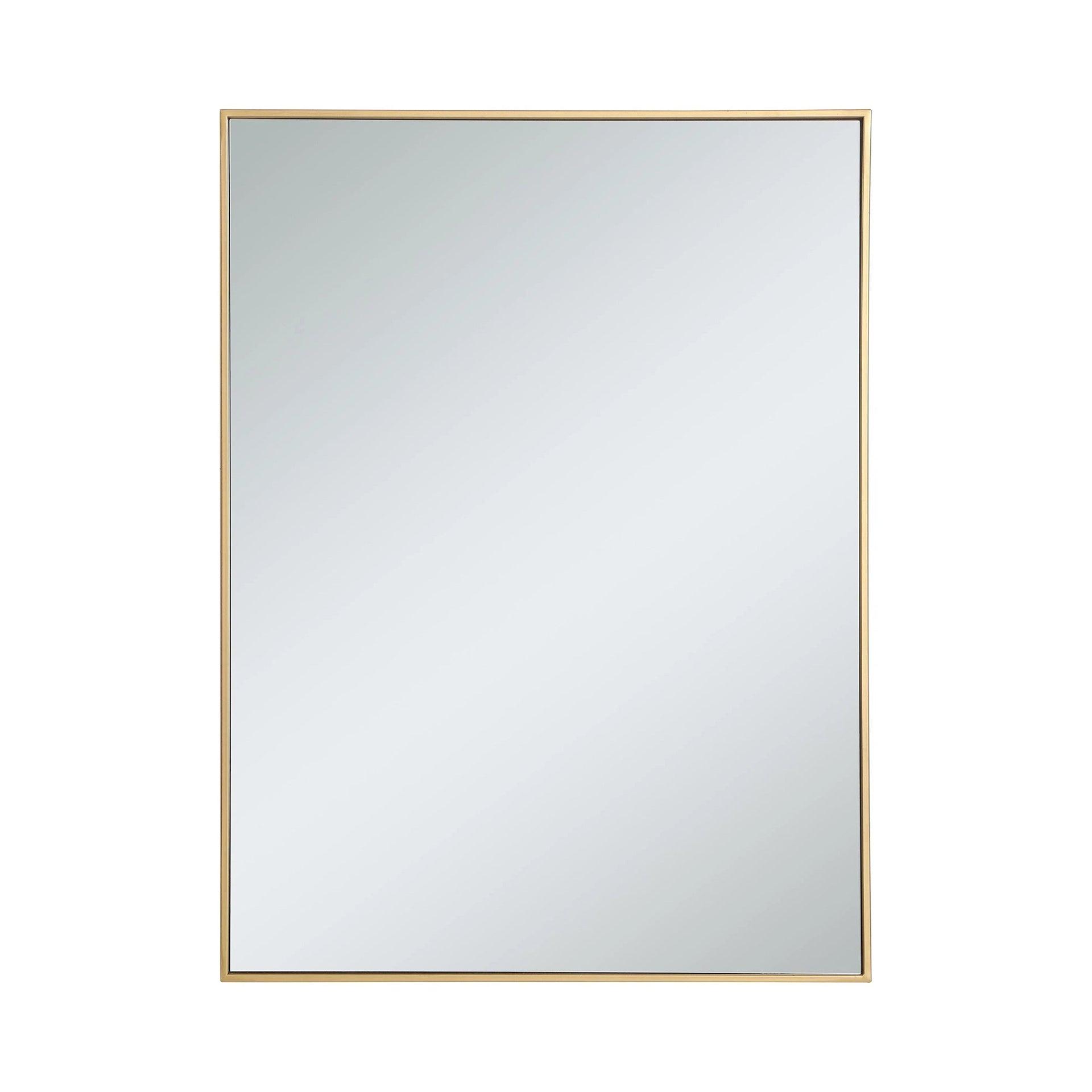 Elegant Lighting Metal frame rectangle mirror 30 inch in Brass