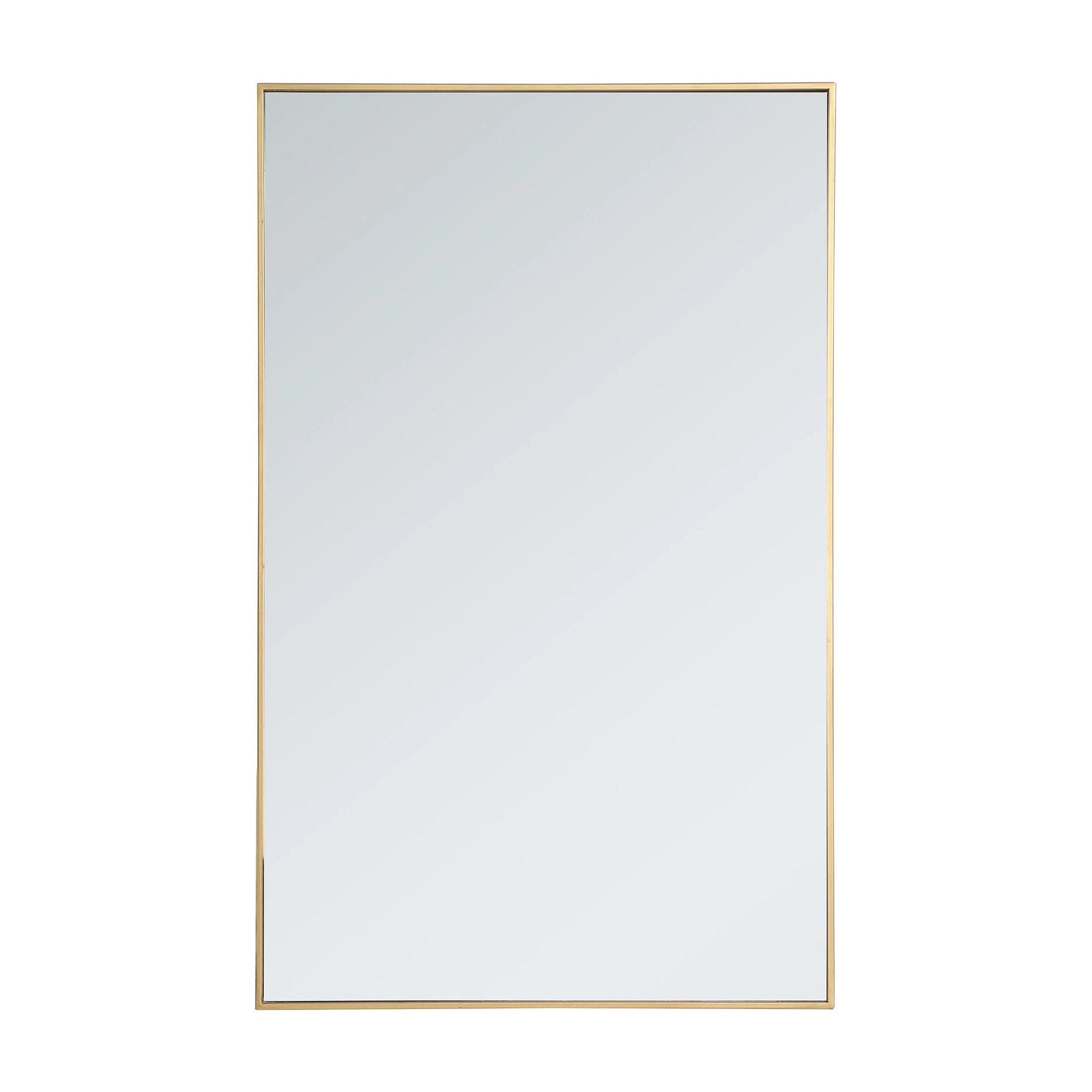 Elegant Lighting Metal frame rectangle mirror 30 inch in Brass