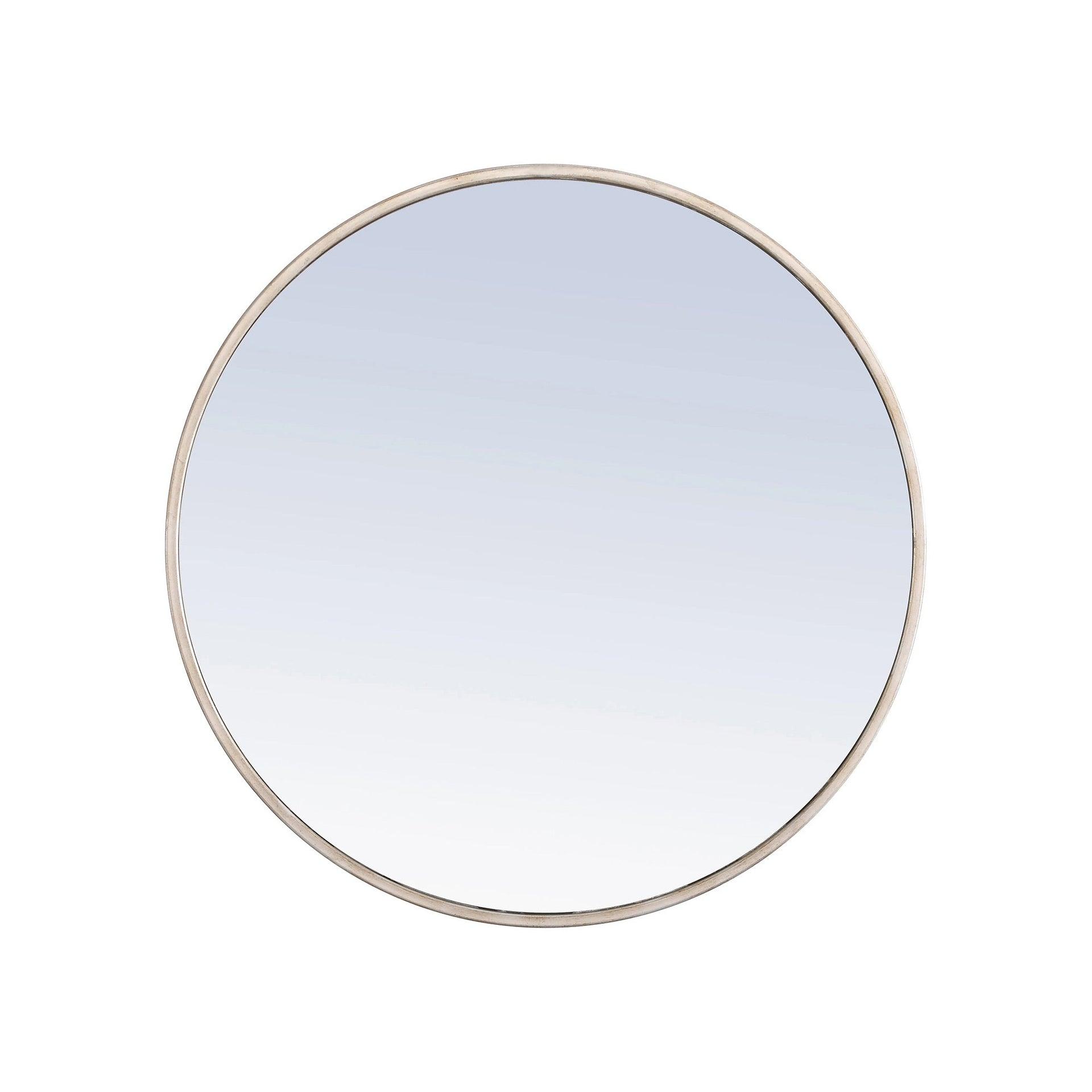Elegant Lighting Metal frame Round Mirror 28 inch Silver finish